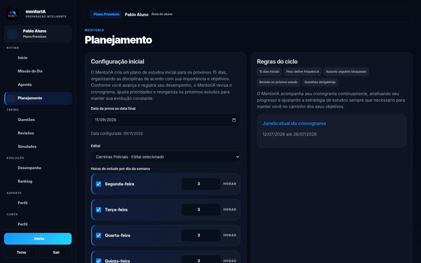 Planejamento personalizado